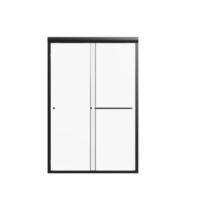 44"48"W*72" H Semiframeless Double Sliding Shower Door, Bypass Shower Door, 1/4" (6Mm) Thick SGCC Tempered Glass Door, Matte Black