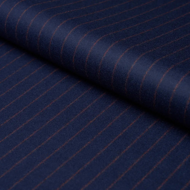 Schumacher x Patterson Flynn Boyd Wool Pinstripe Fabric, Navy