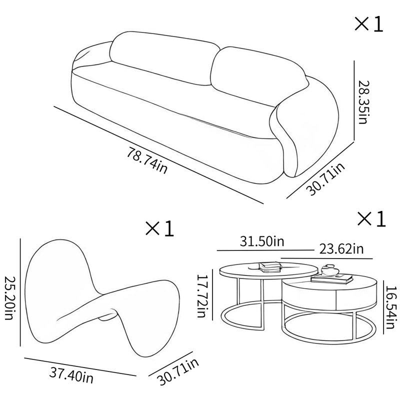 Modern Simple Sofa Coffee Table Combination
