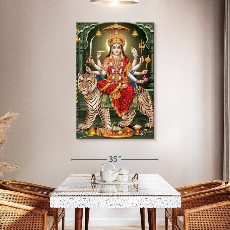 Adella Durga On A Tiger, 48" H x 32" W