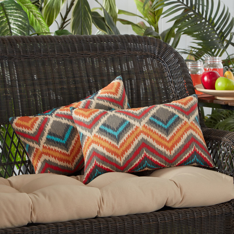 Henrich Indoor/Outdoor Striped Lumbar Pillow, Surreal