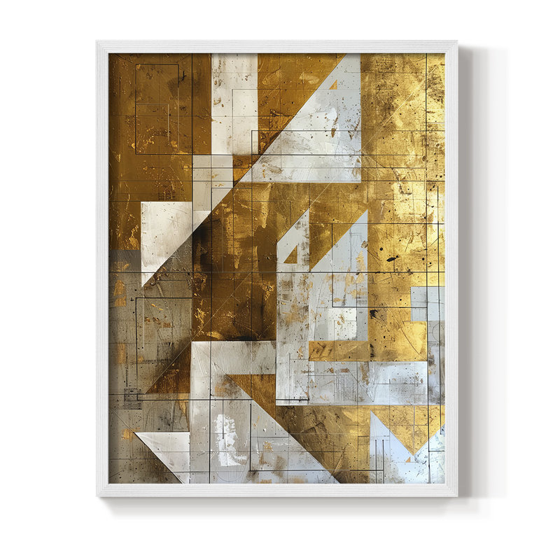 ABSTRACT Series XCIX - Impression encadrée de qualité supérieure - Prêt à accrocher - Aucun clou requis, Blanc / Blanc