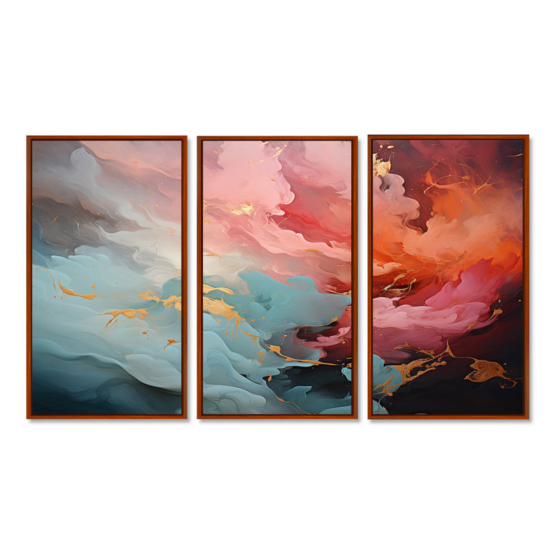 Crislyn - ensemble d'art mural abstrait, Cadre flottant brun, H 28 po x l 36 po x P 1 po