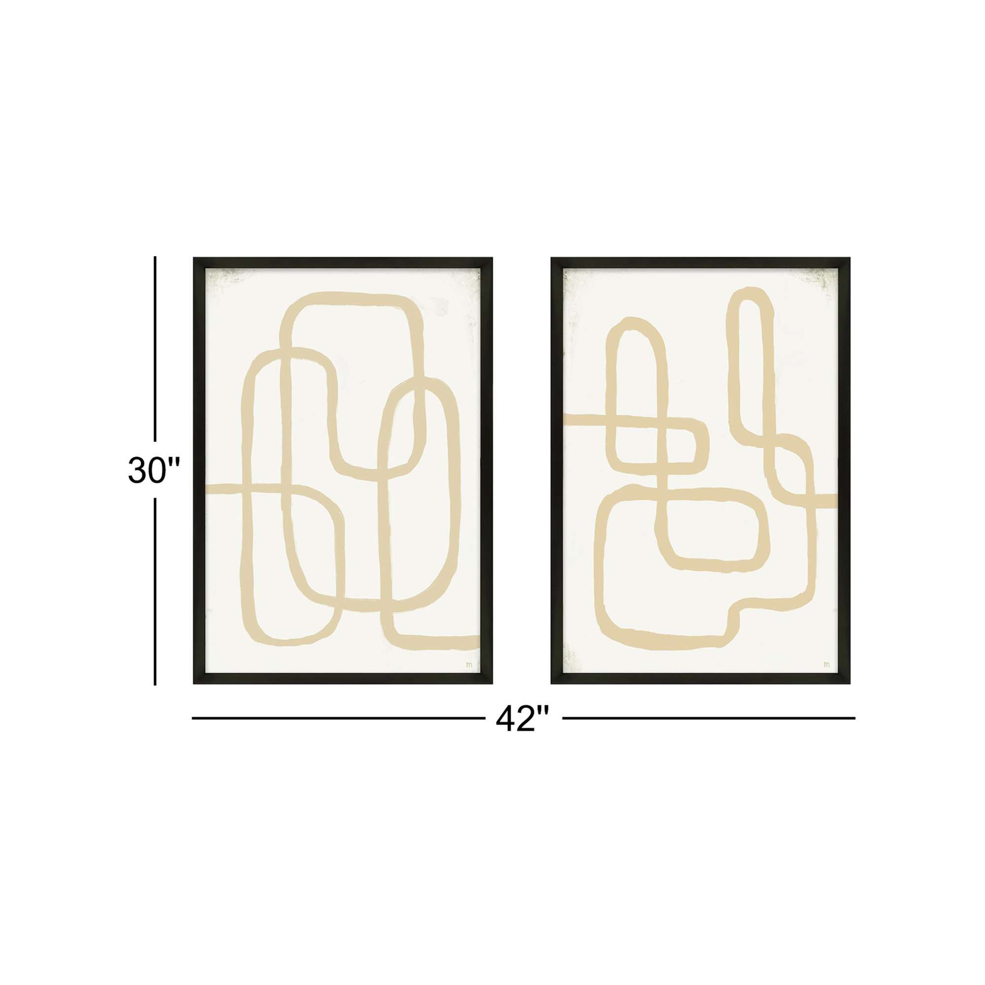 Line Works In White by StudioM, 30" H x 42" W x 1.25" D, Black Framed Paper