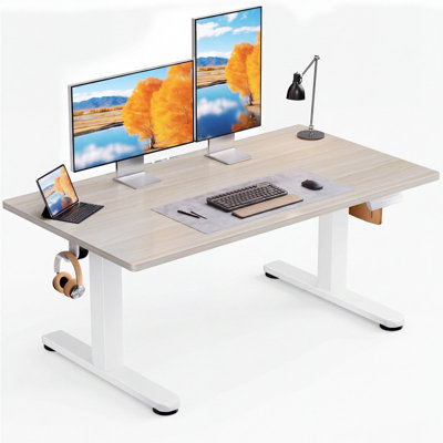 Electric Height Adjustable Standing Desk with 4 Memory Controller,  Cable Management,, Hook, 176 lbs Capacity