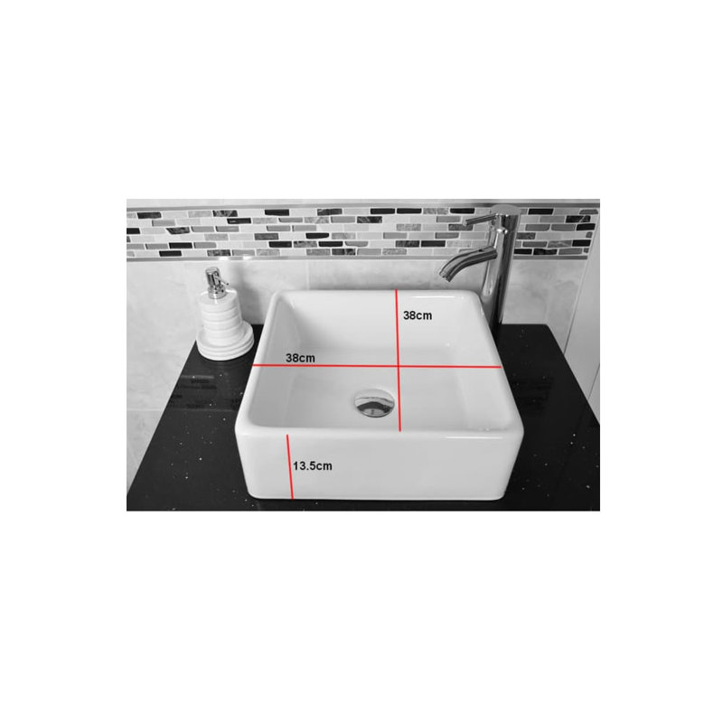 Belfry Bathroom Halfon 380mm L x 380mm W White Ceramic Square Sink with Tap