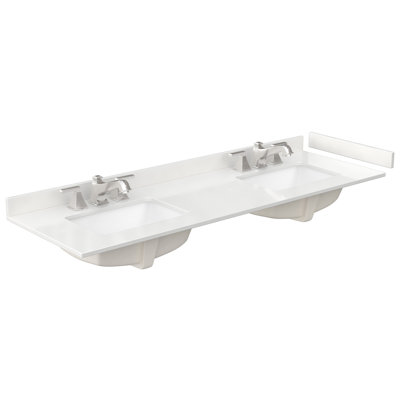 66" Double Countertop with Square Sinks (1-Hole), Backsplash & Sidesplash