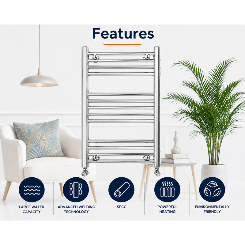 Heated Towel Rail 77cm x 50cm, Chrome