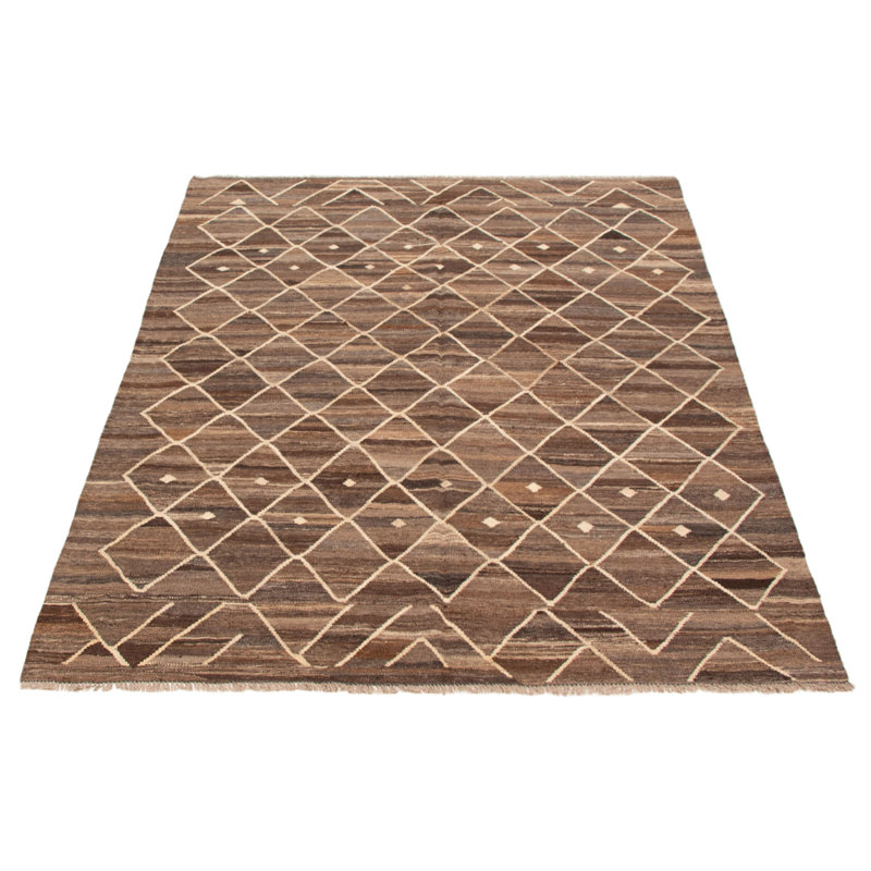 Tapis brun foncé en laine New Age de conception unique 6 pi 1 po x 7 pi 9 po