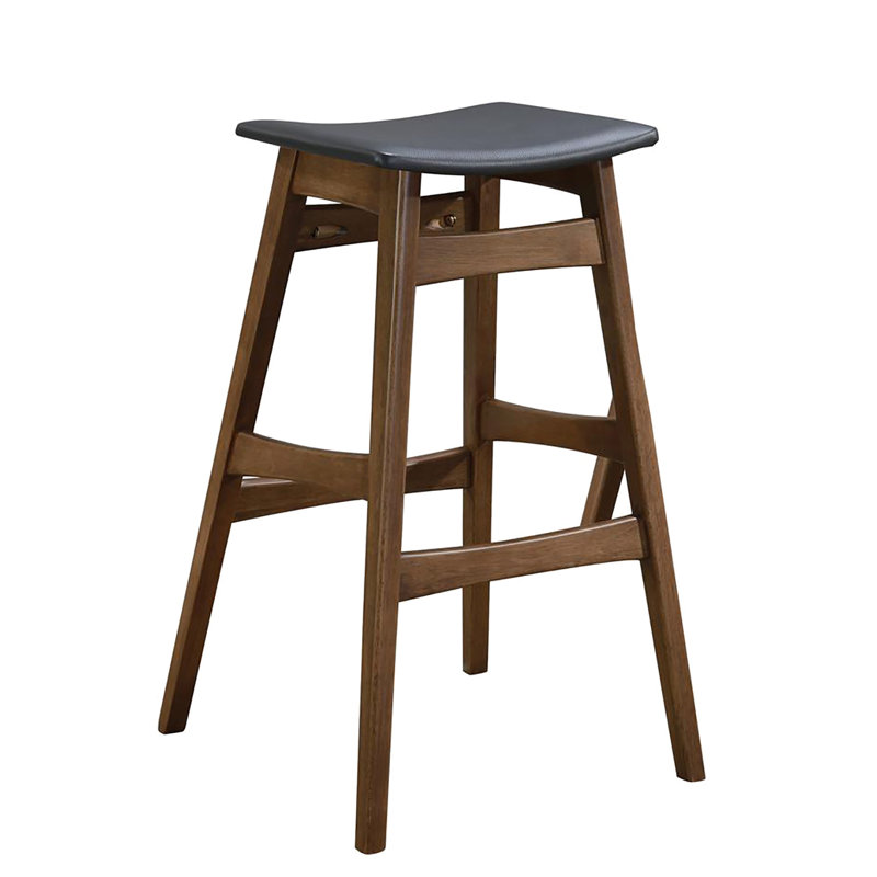 Tabourets de bar Mid-Century - Revêtement gris foncé et structure en noyer naturel (2 styles (2) au fini brun