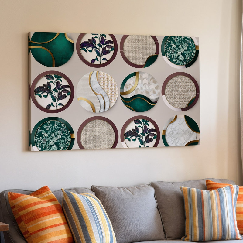 La toile crée un collage visuellement saisissant mettant en valeur une variété de papiers peints contemporains reflétant une esthétique murale