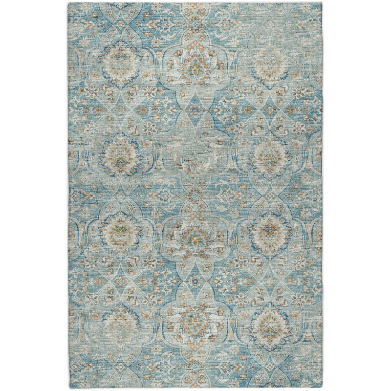 Premium Machine Washable Dream Shag ADS95 Ornate Rug, 8' x 10', Peacock