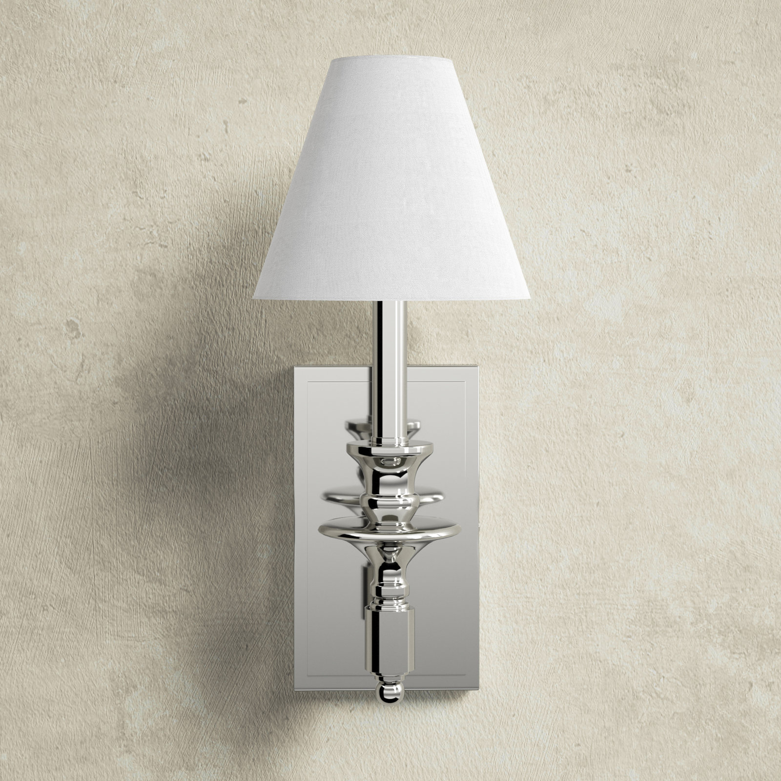 Alarins Single Light Dimmable Armed Sconce, Polished Nickel