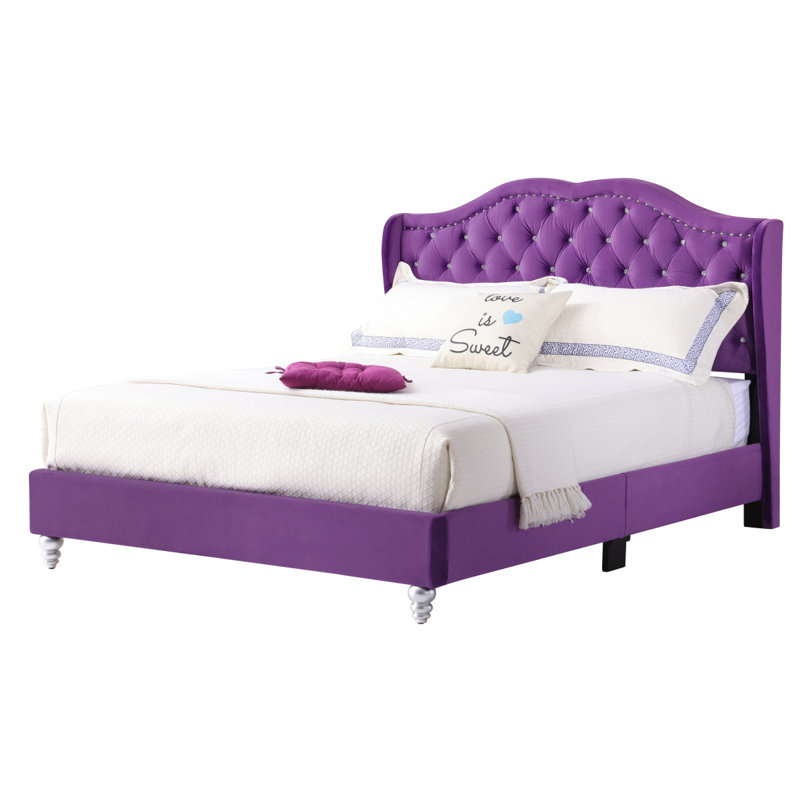 Transitional Purple Upholstered Full Bed