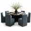 Ensemble de table de salle à manger 7 pièces avec chaises rembourrées entièrement assemblées sur roulettes-412814937