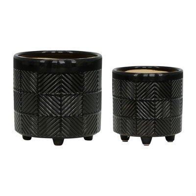S/2 6/8" Textured Planters
