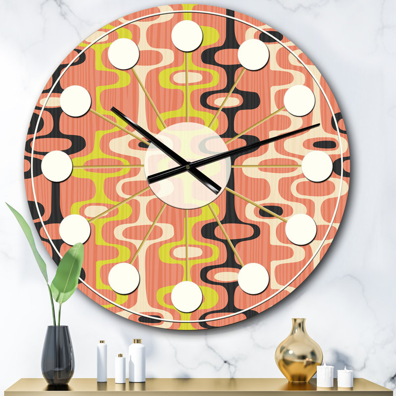 Horloge murale rétro Mid-Century, Surdimensionné
