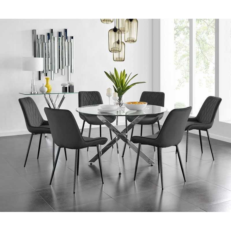 Bernell 6 - Person Dining Set, Black/Black