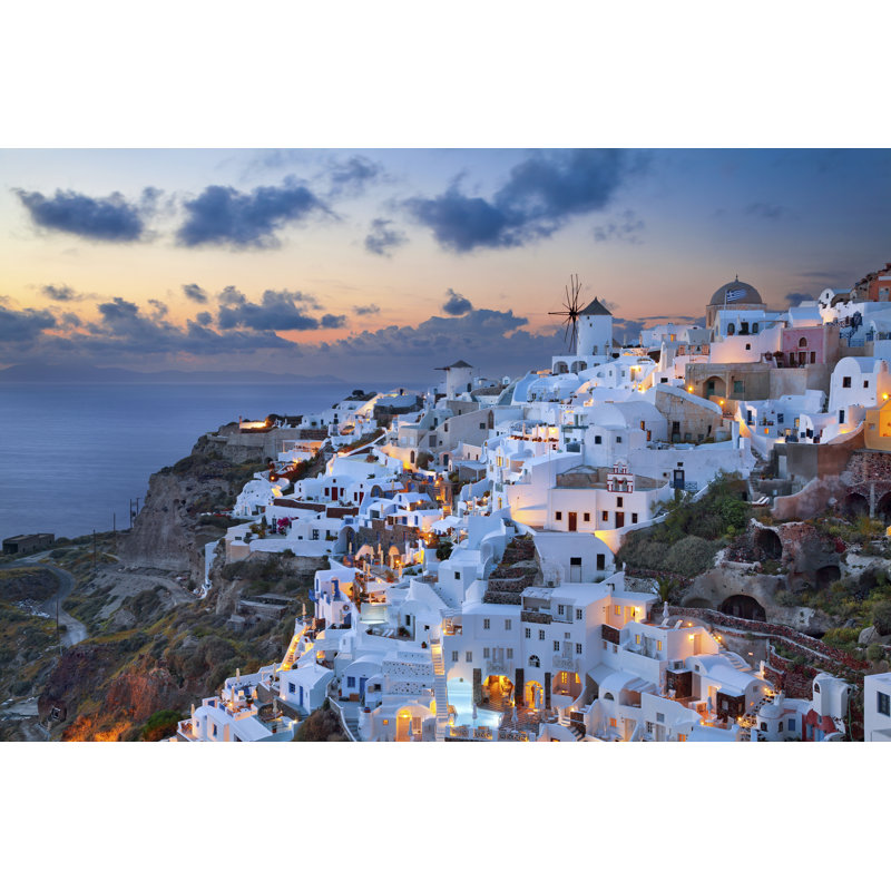 Santorini - Illustration sans cadre sur toile, H 8 po x l 12 po