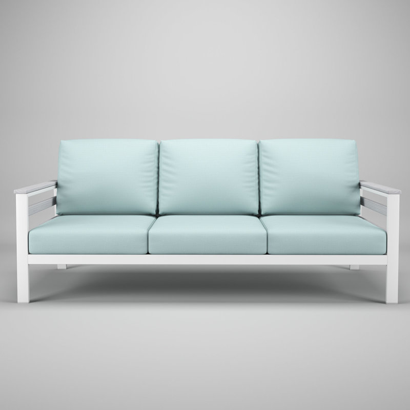 Causeuse d'extérieur en métal avec coussin Sunbrella Townsend, Bliss Dew