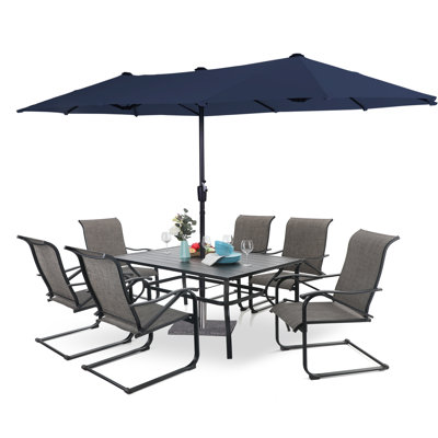 Ensemble de salle à manger rectangulaire pour 6 personnes 60 "avec parasol Arlane