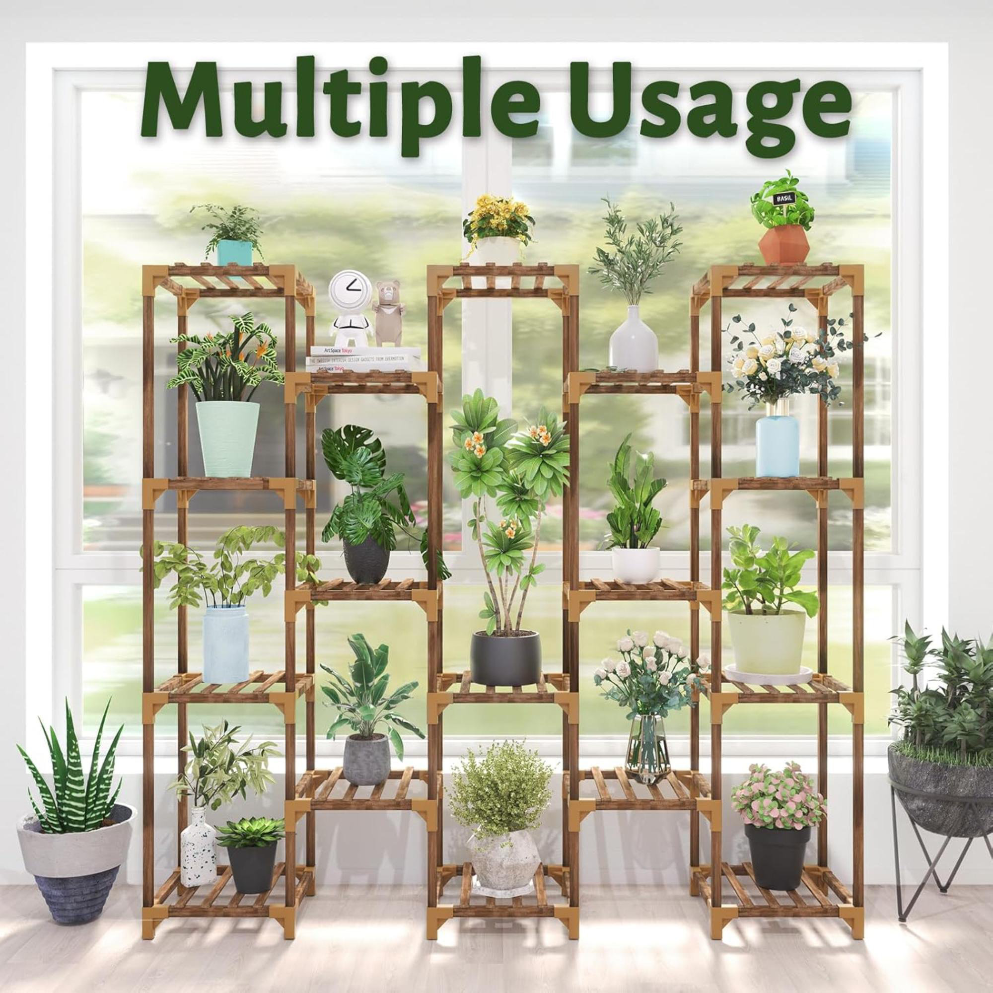 Arlmont & Co. Plant Stand Indoor Outdoor, Tall Plant Shelf For Multiple ...
