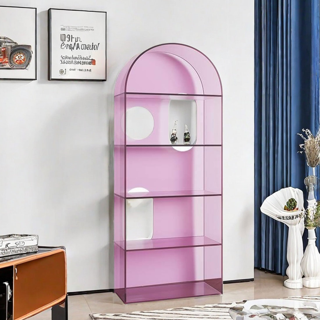 Liu's ink furniture Modern Acrylic Arch Bookshelf for Stylish Storage ...