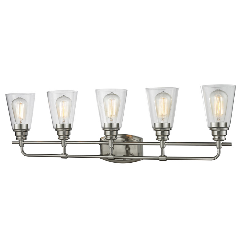 Éclairage de salle de bain à intensité variable 5 lumières Jantz, Nickel brossé