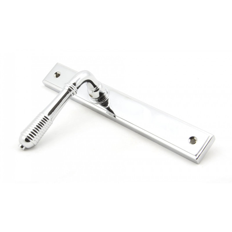 Reeded Slimline Lever Latch Set, Polished Chrome