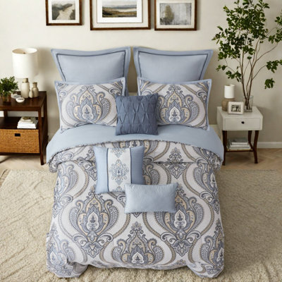 Polyester Damask Comforter Set