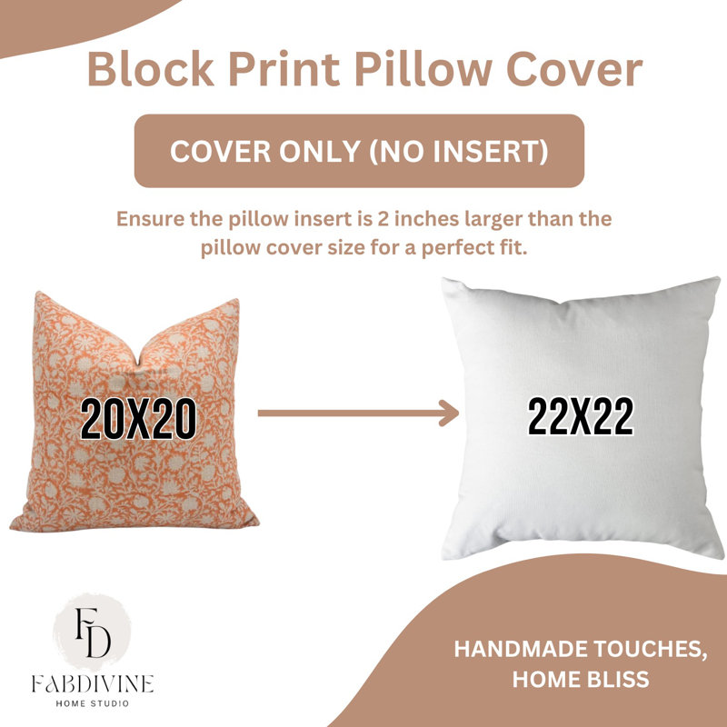 Housse de coussin en lin 22 x 22, housse de coussin à imprimé bloc de main, taie d'oreiller décorative à imprimé floral - Chakri
