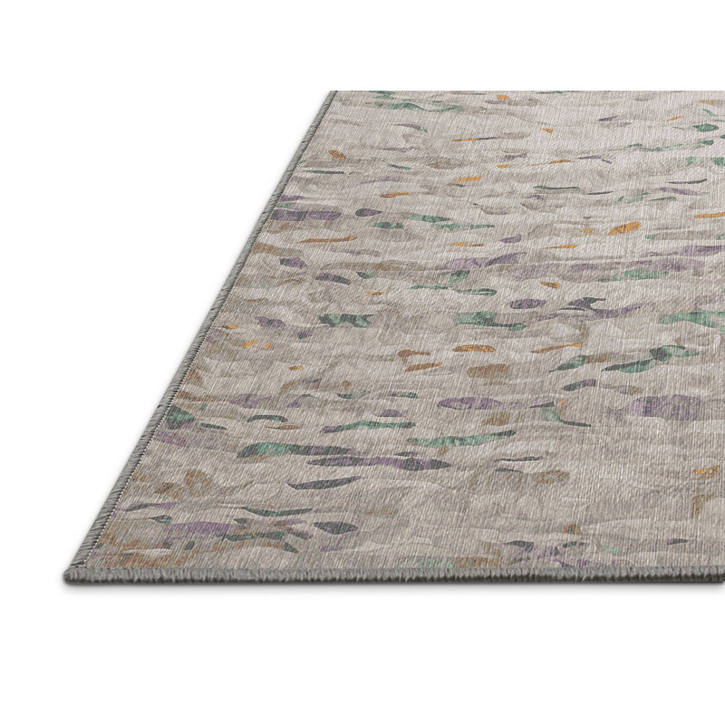 Machine Washable Gray Area Rug, Rectangle 5' x 8'