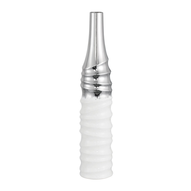 Vase de plancher en céramique Elegant, Argent/blanc
