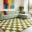 Tapis d'intérieur blanc et vert à carreaux polyvalent Idéal pour les vestibules, les chambres d'enfants, les chambres et les salons-2030541863-2030541860