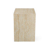 Grover Outdoor Faux Stone Pedestal Side Table - White