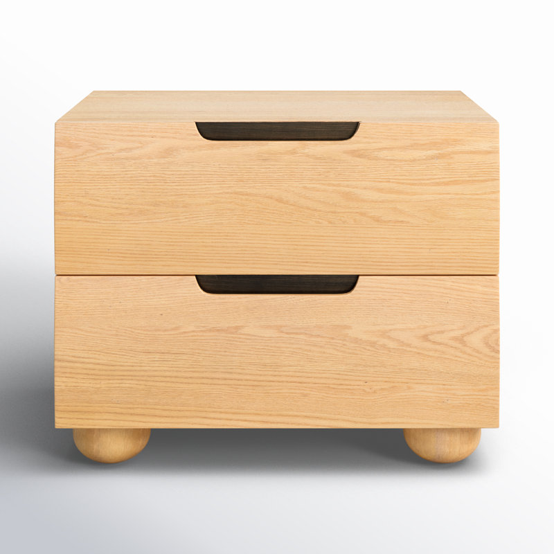 Estelle Beethoven Wood 2 Drawer 28" Nightstand, Natural