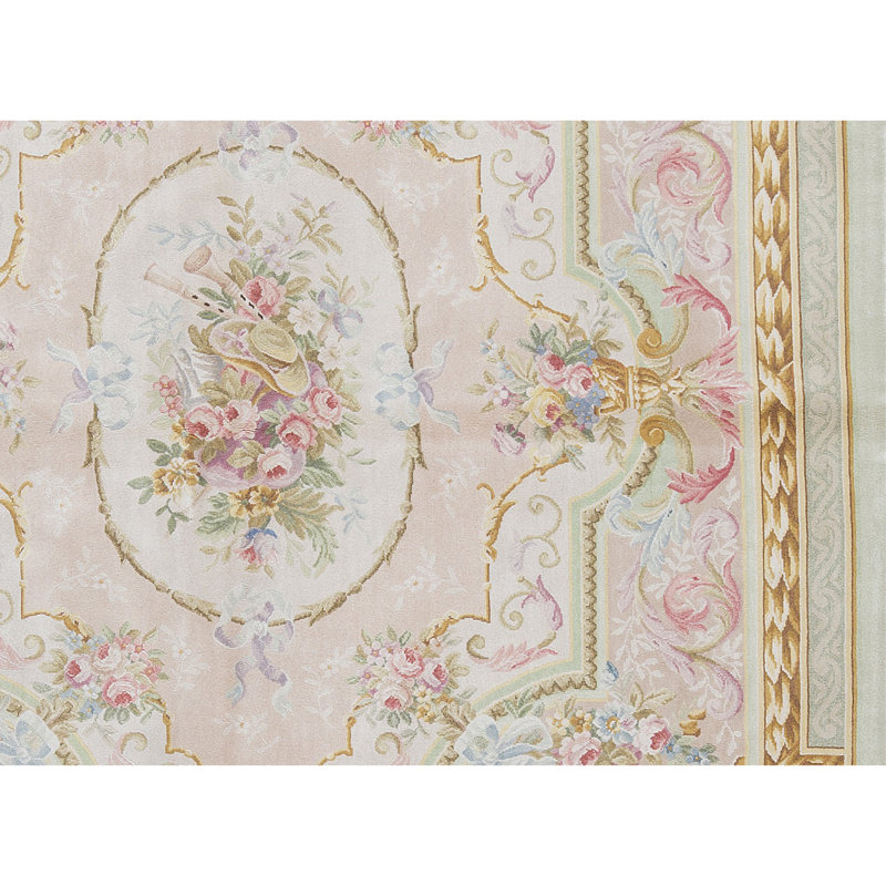Hand-Knotted High-Quality Beige and Green Area Rug