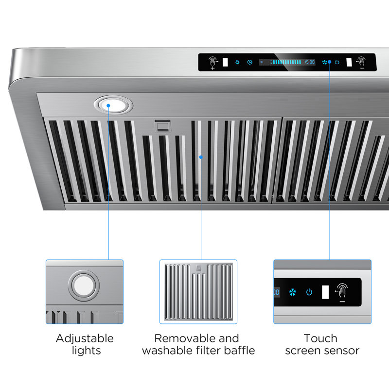 30" 900 CFM Ducted Under Cabinet Range Hood with Top/Rear Vent, Adjustable LED and 10-Year Warranty in Stainless Steel, 30"
