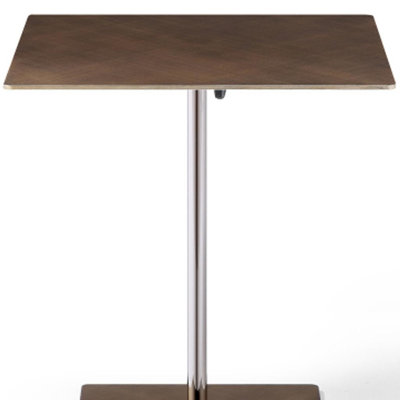 Table de bout carrée à hauteur réglable en acier bronze et argent