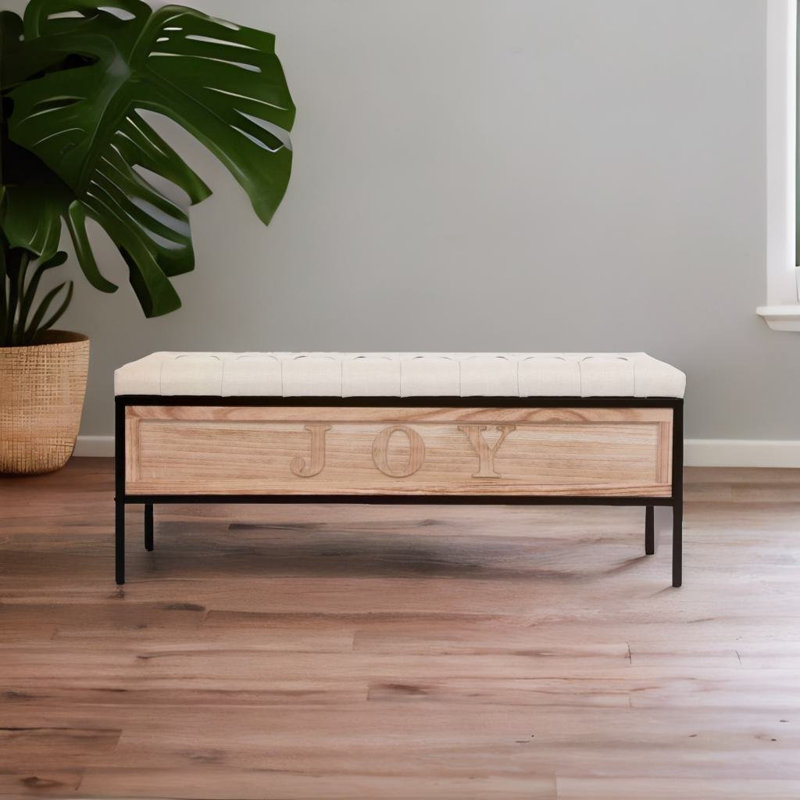 Banc de rangement en tissu, Beige