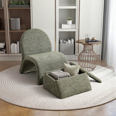Chaise d'appoint moderne rembourrée avec repose-pieds avec rangement