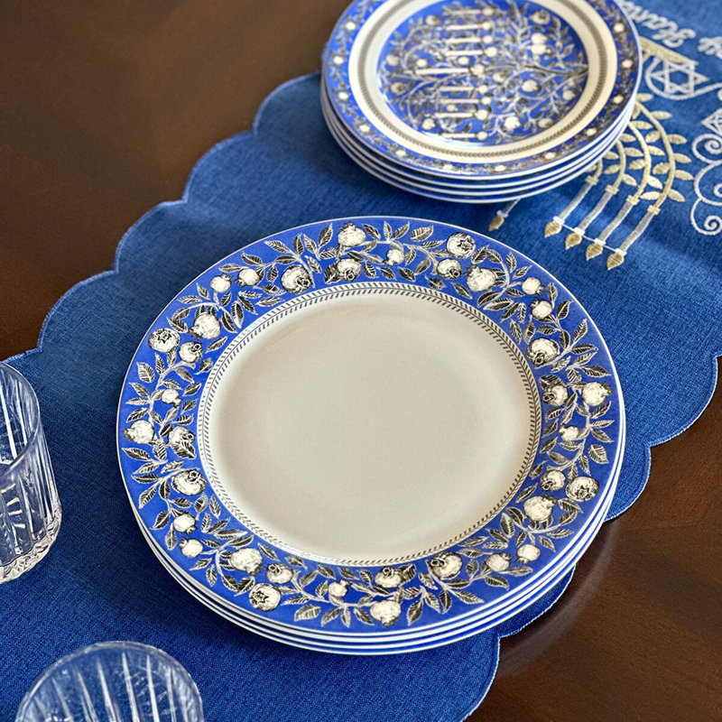 Assiette plate en porcelaine de Hanoukka 10,5 po