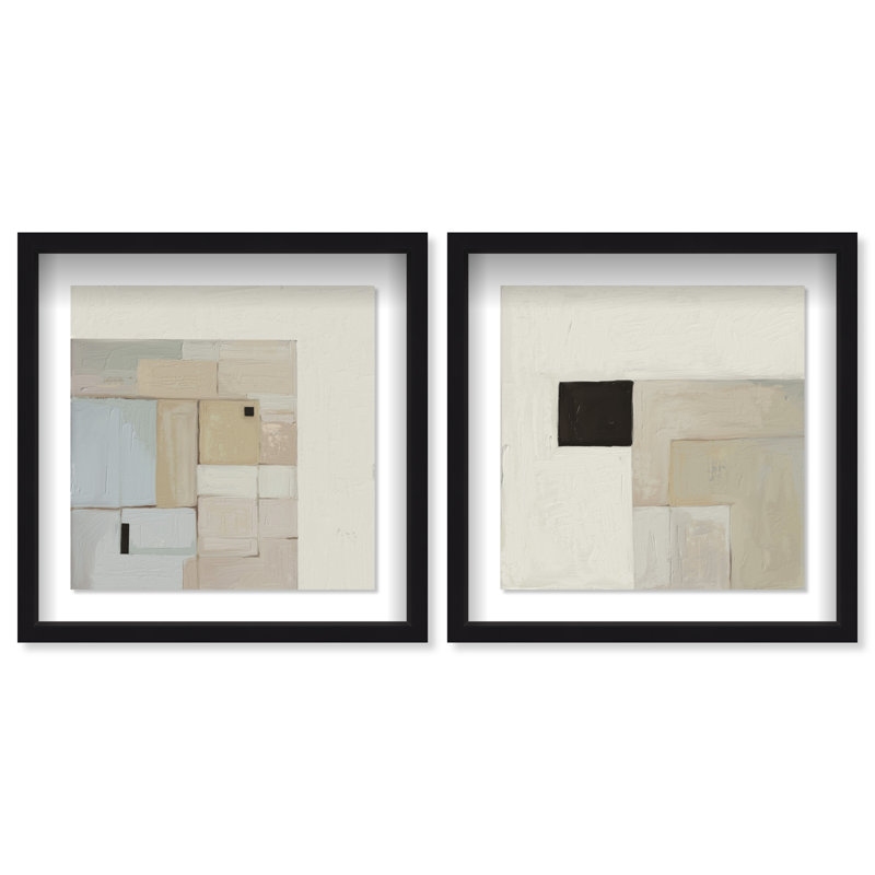 Soft Roughness Set Shadowbox Abstract Print by Oliver Gal, Black Frame, 12 x 12, 21.5"H x 21.5"W, Black Shadowbox