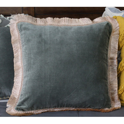 Housse de coussin en velours avec frange