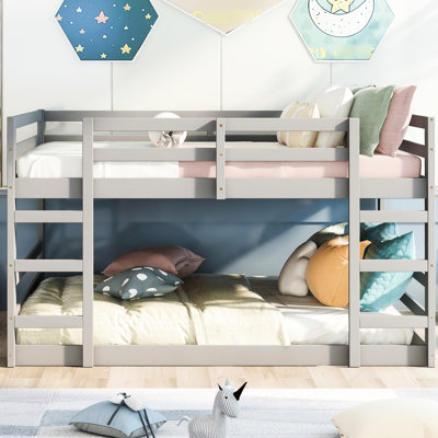 Gray Full Over Bunk Bed - Solid Wood Construction, Enhances Bedroom Function, Fits Mattresses Comfortably