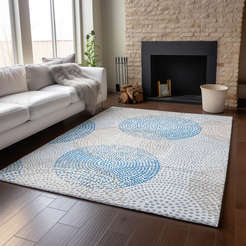 Red Round Synthetic Non-Slip Washable Rug 46"