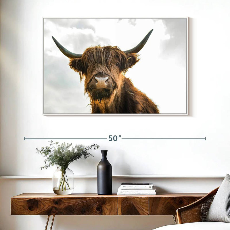 Image de vache, Cadre flottant blanc, 40 po x 27 po