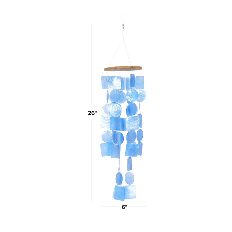 Capiz Shell Waterfall Multi Colored Indoor Outdoor Windchime, Blue