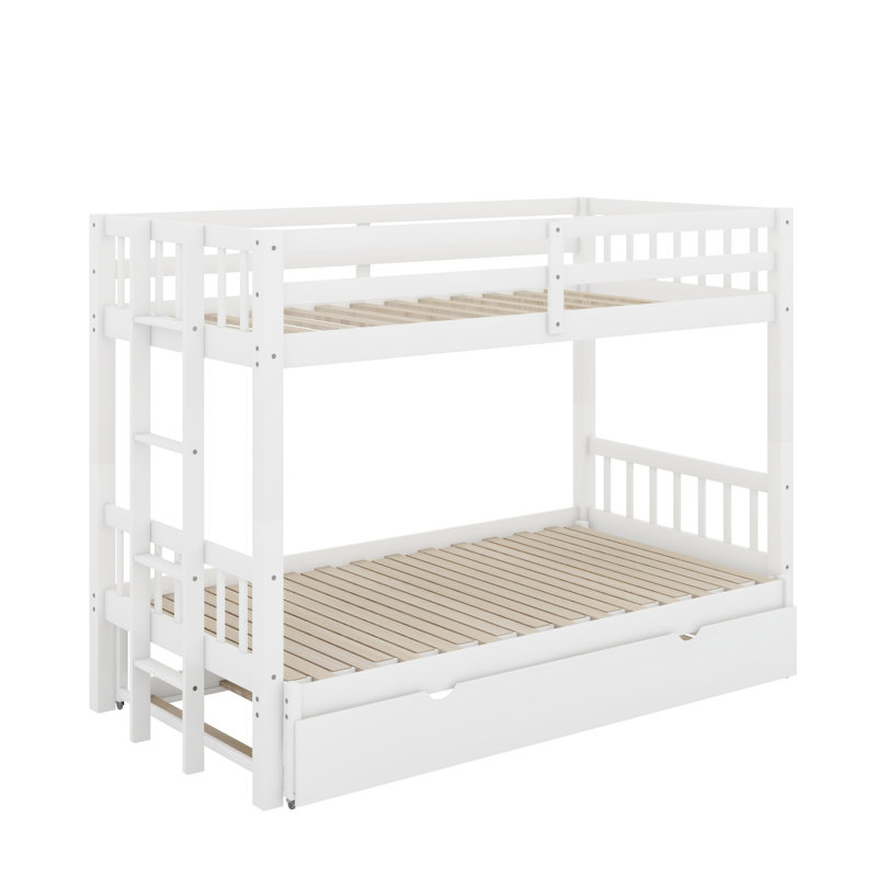 Lit simple superposé au dessus d'un lit gigogne, Blanc