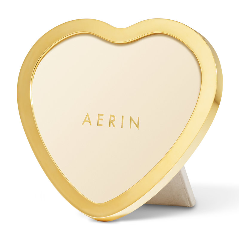 Heart-Shaped Gold Metal Picture Frame with Glass Protector